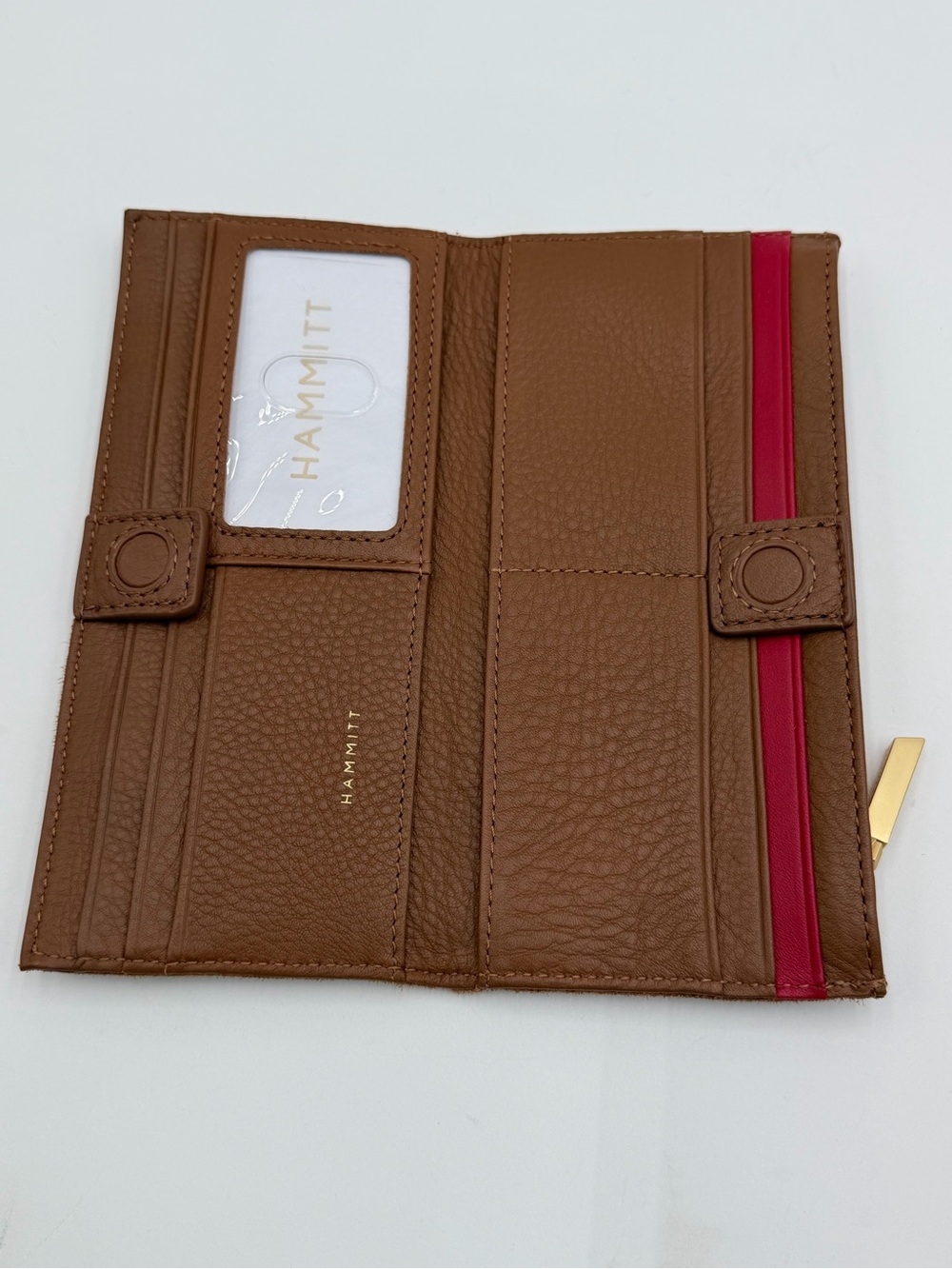 Hammitt 110 North Mahogany Pebble/Brushed Gold Red Zip - Picture 7 of 8